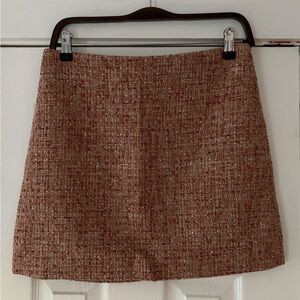 Elodie Textured Brown Wool Blend Mini Skirt Size Medium NWT‎